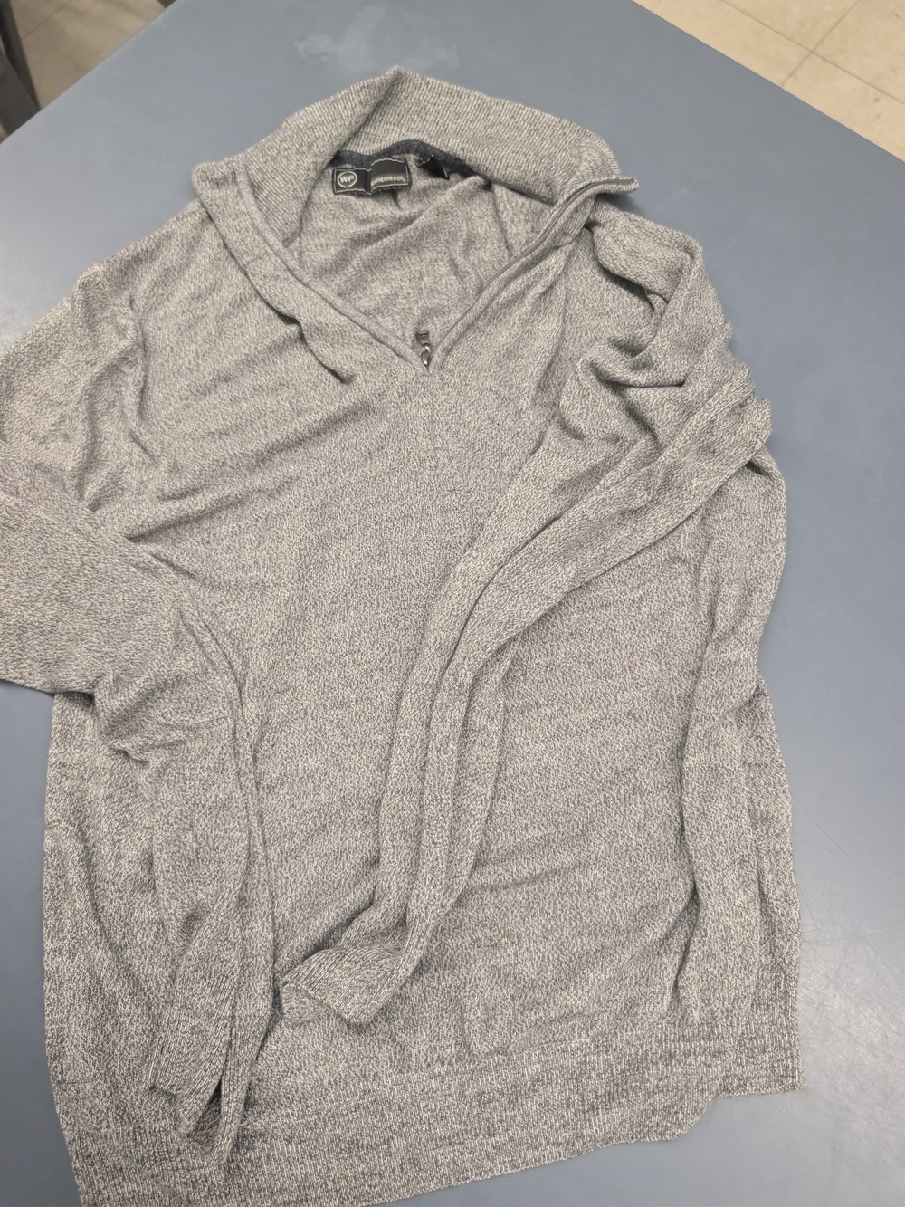 Weatherproof Vintage Men's Quarter-Zip Sweater Gray Marled Knit Size L Cozy
